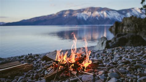 Find the best camping wallpaper on wallpapertag. nature, Fire, Rock, Mountain, Lake Wallpapers HD / Desktop ...