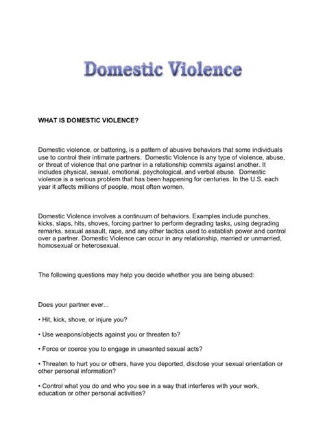 Domestic Violence Domestic Violence Violence