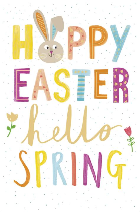 Hoppy Easter Hello Spring Cute Greeting Card Happy Easter Greetings