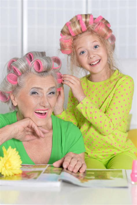 Grandmother With Granddaughter At Home Stock Image Image Of