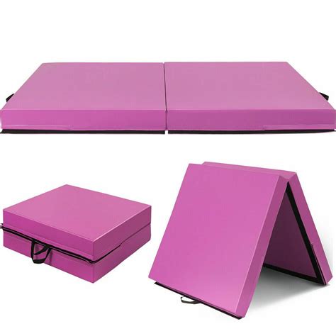 6x32x4 Gymnastic Mat Thick Two Folding Panel Fitness Exercise Pink