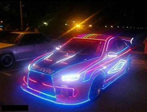 Car With Lichts Neon Car Car Headlights Super Cars