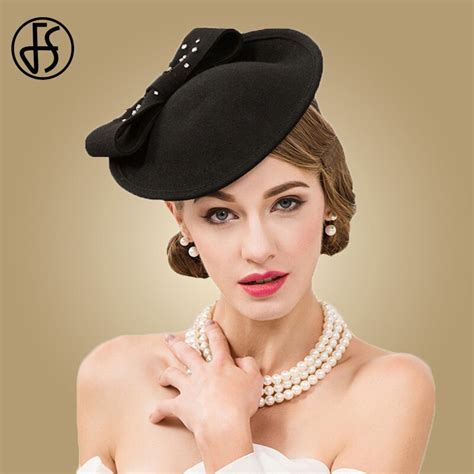 Fs Black Wedding Hats Women Elegant 100 Wool Pillbox Hat Fascinator Ladies Formal Derby Dress