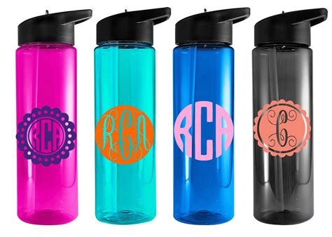 Monogram Water Bottle Custom Water Bottle Monogram Water Etsy