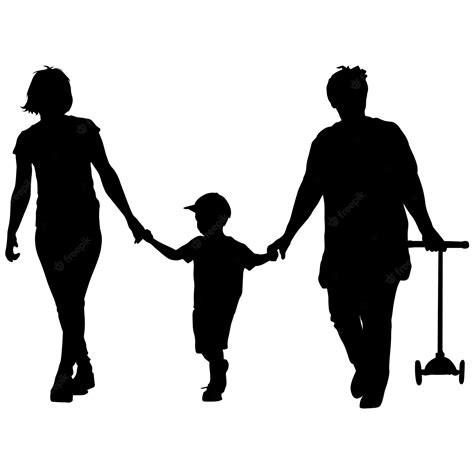 Premium Vector Black Silhouette Of Mother Grandmother And Grandson