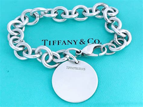 Authentic Tiffany And Co Silver Circle Tag Charm Bracelet Rare Vintage
