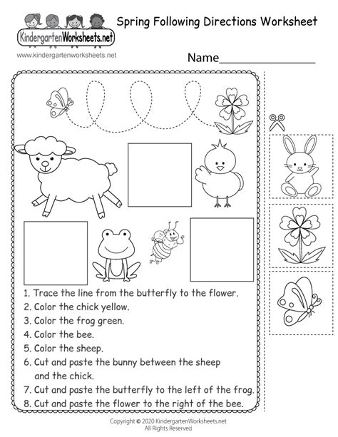 Following Direction Worksheet For Kindergarten