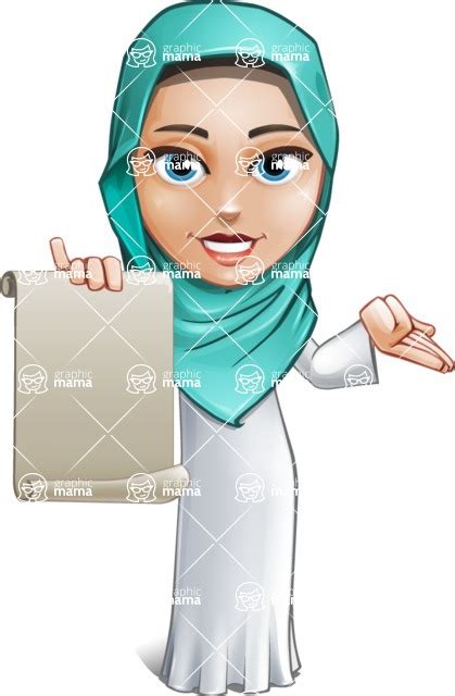 Cute Muslim Girl Cartoon Vector Character Aka Aida The Graceful Sign 4 Graphicmama