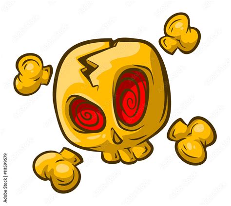 Cartoon Yellow Skull With Red Eyes Stock Vector Adobe Stock