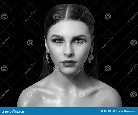 Fashionable Portrait Of A Girl Model Fashion Accessories Evening Wet