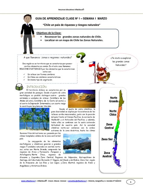 Guia Historia 5basico Semana1 Las Grandes Zonas Naturales De Chile