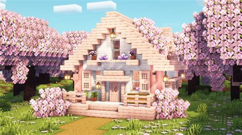 Minecraft How To Build A Cherry Blossom Starter House Tutorial