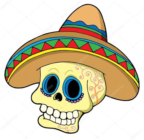 Descargar Calavera Mexicana En Sombrero — Ilustración De Stock