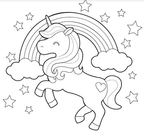 Unicorn Coloring Pages For Kids Etsy Norway