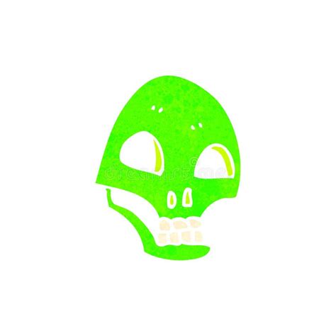 Retro Cartoon Glowing Green Skull Stock Illustration Illustration Of