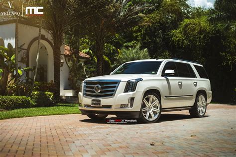 White Cadillac Escalade Enhanced By Chrome Details And Jaw Dropping