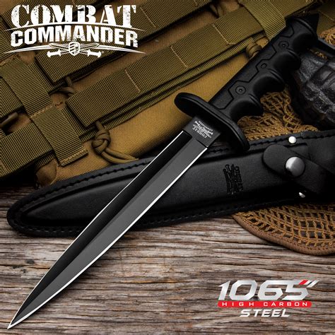 Combat Commander V42 Stiletto Dagger And Sheath 1065 Carbon Steel