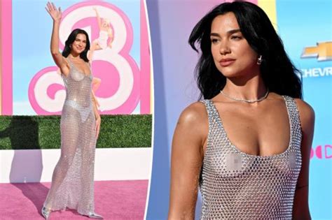 Dua Lipa Goes Braless In Totally Sheer Naked Dress For Barbie