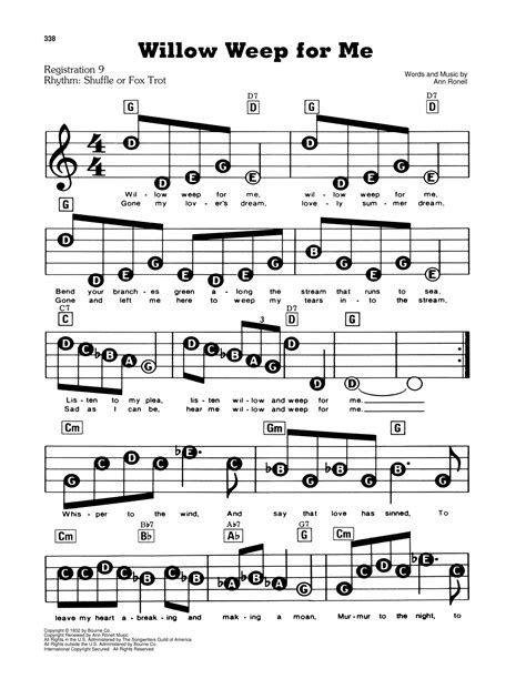 Willow Weep For Me Sheet Music Chad And Jeremy E Z Play Today