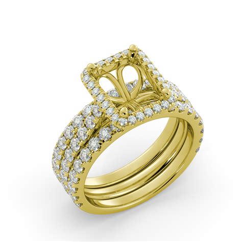 jandh jewelers emerald halo semi mount wedding set 2 band round diamond engagement ring 14k yg