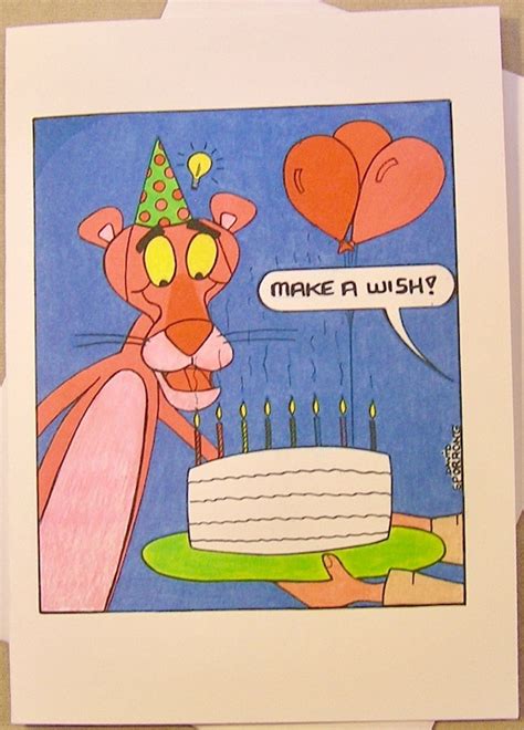 Pink Panther Birthday Card A Wish For Pink Regular Size Card Etsy