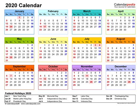 Most of our calendar templates. 2020 Calendar - Free Printable Excel Templates - Calendarpedia