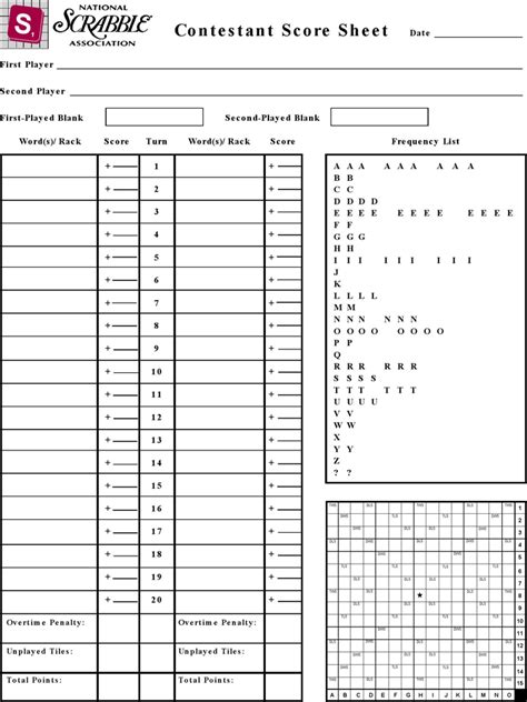 Scrabble Score Sheet Template