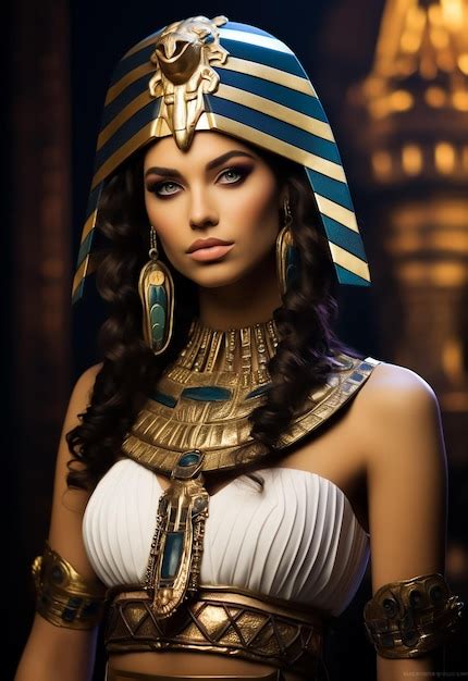 Premium Ai Image Hot Attractive Fashion Model In Egyptian Queen Cleopatra Royal Costumes