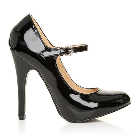 Ladies Women Mary Jane Style High Stiletto Heel Suede Patent Ebay