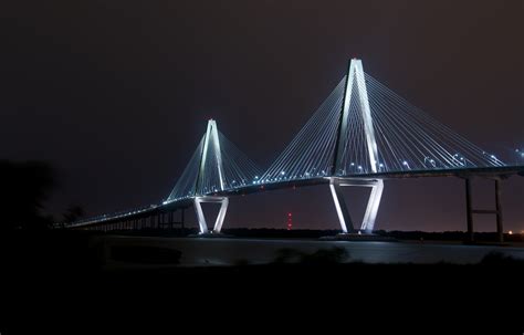 The Cooper River Bridge At Night In Charleston Sc