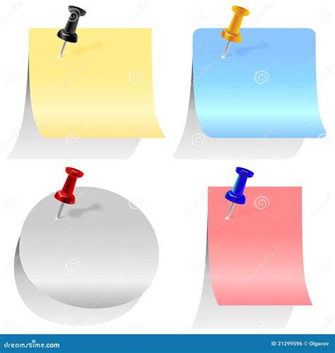 Vector Set Of Colored Labels Pinned With Pins Stock Vector