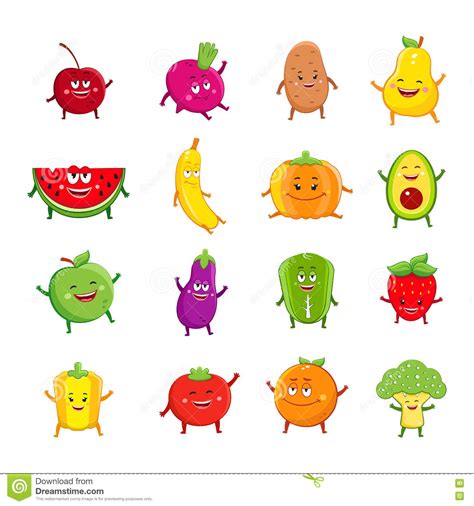 Cartoon Funny Fruits And Vegetablesvector Cartoon Vector