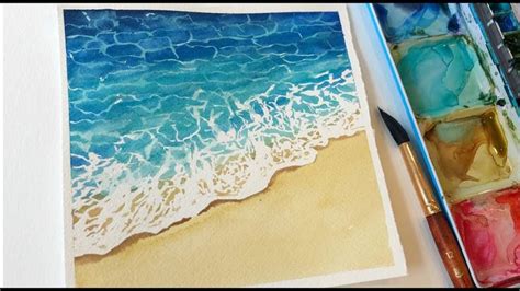 New Super Easy Watercolor Ocean Waves Painting Step By Step