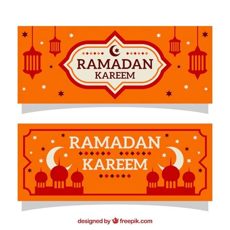 Free Vector Orange Ramadan Kareem Banner Design