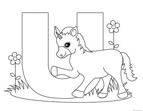 Printable Alphabet Letters Uppercase Letter U Is For Unicorn