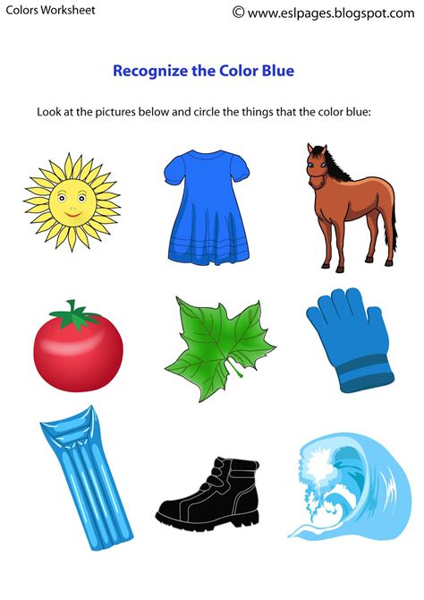 Color Blue Preschool Worksheets