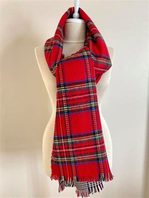 Red Tartan Oversized Blanket Scarf Red Plaid Scarf Winter Etsy