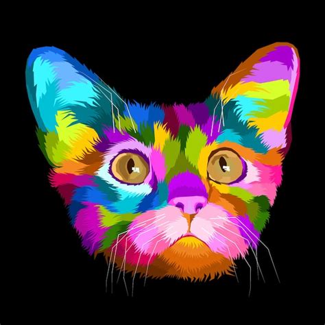 Premium Vector Colorful Cat Pop Art Portrait