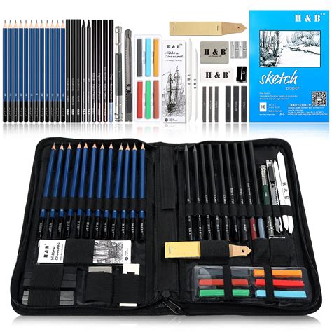 Buy Sketch Pad And Pencil Set 48 Piecesdrawing Sketching Pencils Set