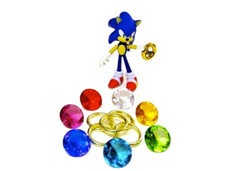 Sonic Large 7 Chaos Emeralds And 5 Power Rings In A T Box Etsy In