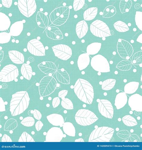 Mint Green Leaves Textile Textured Repeat Pattern Stock Vector