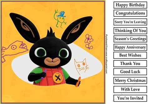 Bing Bunny 8x8 Birthday Card Cup96135882225 Craftsuprint