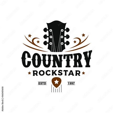 Vintage Retro Classic Country Music Guitar Vintage Retro Logo Design