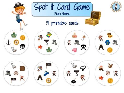 Spot It Card Game Printable Board Game Treasure Hunt 4 Kids