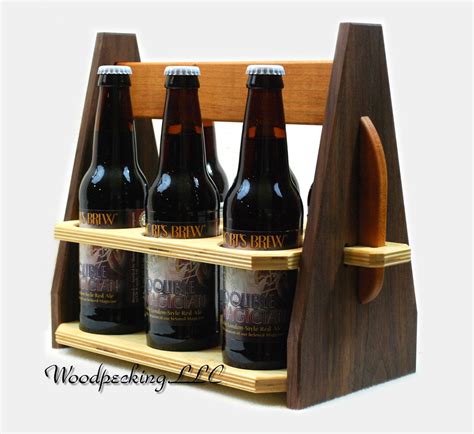 Beer 6 Pack Bottle Caddy Custom Carrier Wood Tote Made W Personalized