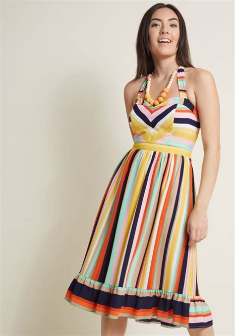 Halter Midi Dress With Ruffle Hem Halter Midi Dress Colorful Midi