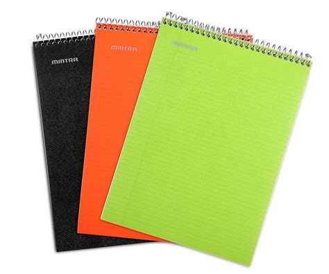 Top Bound Spiral Notebook Black Green Orange College Ruled 3pack