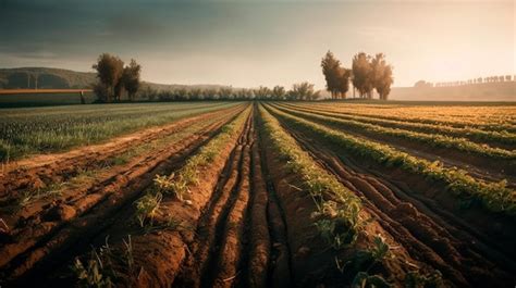 Premium Photo Beautiful Landscape Of Farm Fields Cultivation Of Crops