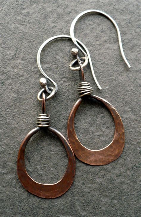 Endless Handmade Sterling Silver And Copper Earrings Wire Wrapped