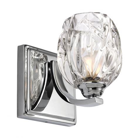 Led Bathroom Wall Light In Chrome With Faceted Crystal